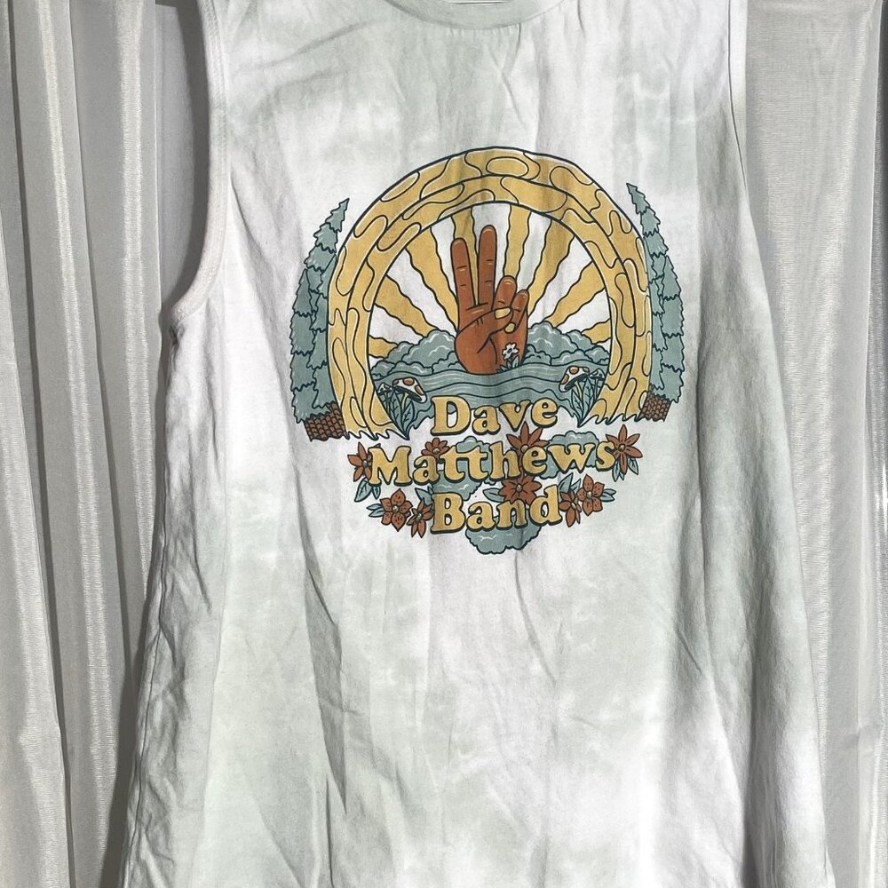Dave Matthews Band Bella + Canvas Airlume Jersey Tank Top Pale Green Tie Dye